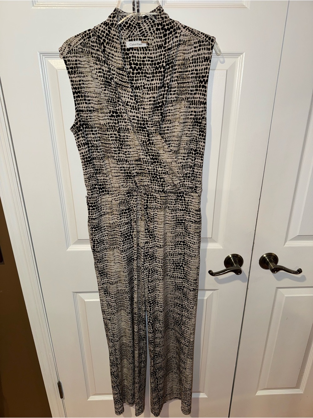 Calvin Klein Black and Cream Printed Sleeveless Jumpsuit